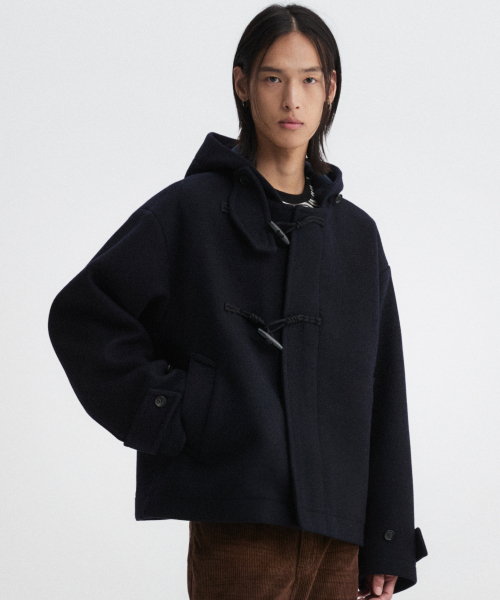 セール】フード付きウールクロップダッフルコート（ダッフルコート