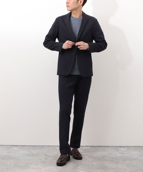 NOLLEY'S LIGHT（ノーリーズライト）の「《ビジカジ/セットアップ対応》杢ジャージ　テーラーカーデ（テーラードジャケット・メンズ・チャコールグレー/ネイビー/インディゴブルー・S/M/L/XL）」の4枚目の写真