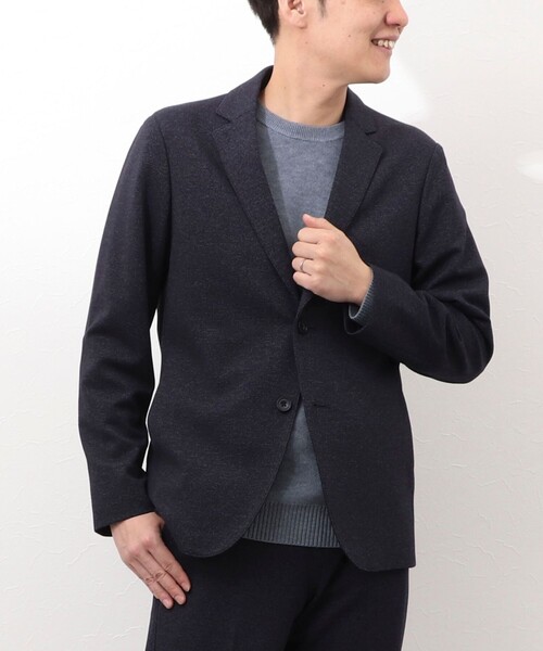 NOLLEY'S LIGHT（ノーリーズライト）の「《ビジカジ/セットアップ対応》杢ジャージ　テーラーカーデ（テーラードジャケット・メンズ・チャコールグレー/ネイビー/インディゴブルー・S/M/L/XL）」の5枚目の写真
