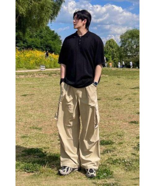 NODU（ノードユー）の「カーゴタックストリングワイドパンツ[ベージュ]（その他パンツ・レディース・その他・MEDIUM/LARGE/SMALL）」の3枚目の写真