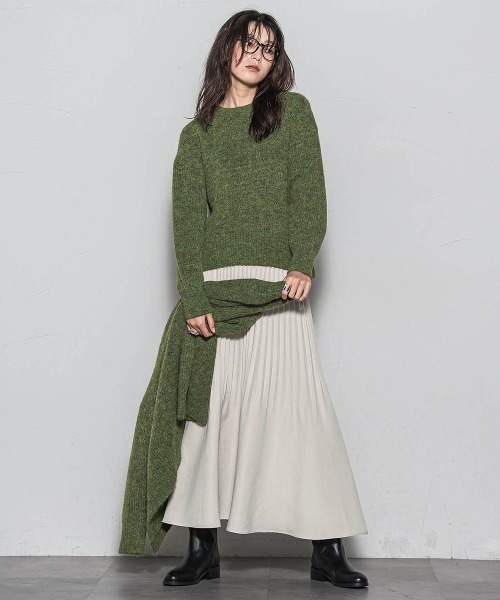 MAYSON GREY(メイソングレイ)の「フラッフィークルーネックプルオーバー≪手洗い可能≫(ニット/セーター・レディース・チャコールグレー/オフホワイト/グリーン・M)」の8枚目の写真