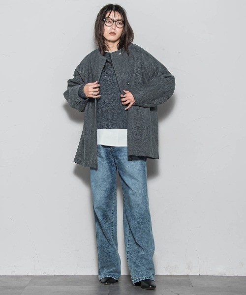 MAYSON GREY(メイソングレイ)の「フラッフィークルーネックプルオーバー≪手洗い可能≫(ニット/セーター・レディース・チャコールグレー/オフホワイト/グリーン・M)」の16枚目の写真