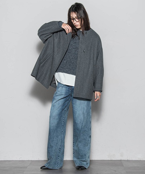MAYSON GREY(メイソングレイ)の「フラッフィークルーネックプルオーバー≪手洗い可能≫(ニット/セーター・レディース・チャコールグレー/オフホワイト/グリーン・M)」の17枚目の写真