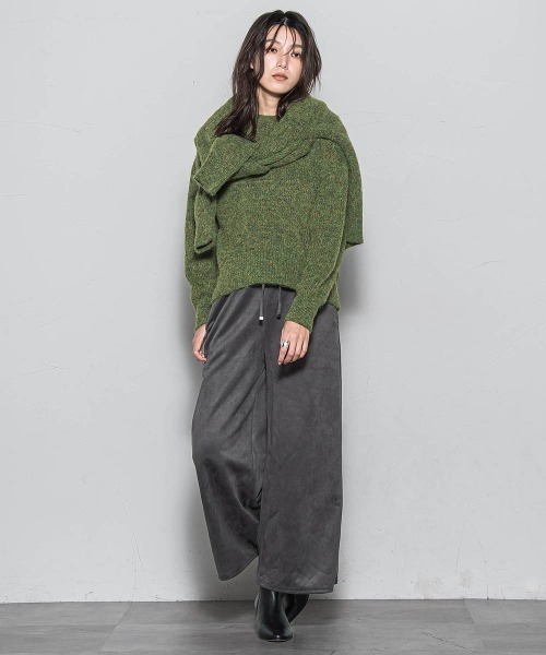 MAYSON GREY(メイソングレイ)の「フラッフィークルーネックプルオーバー≪手洗い可能≫(ニット/セーター・レディース・チャコールグレー/オフホワイト/グリーン・M)」の11枚目の写真