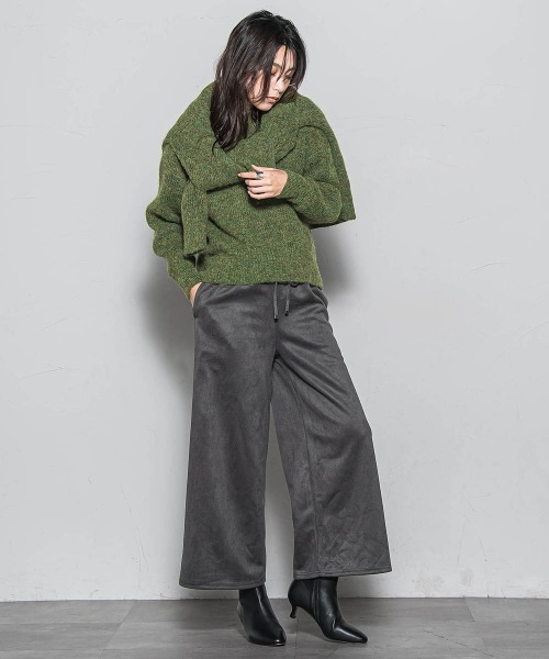 MAYSON GREY(メイソングレイ)の「フラッフィークルーネックプルオーバー≪手洗い可能≫(ニット/セーター・レディース・チャコールグレー/オフホワイト/グリーン・M)」の12枚目の写真