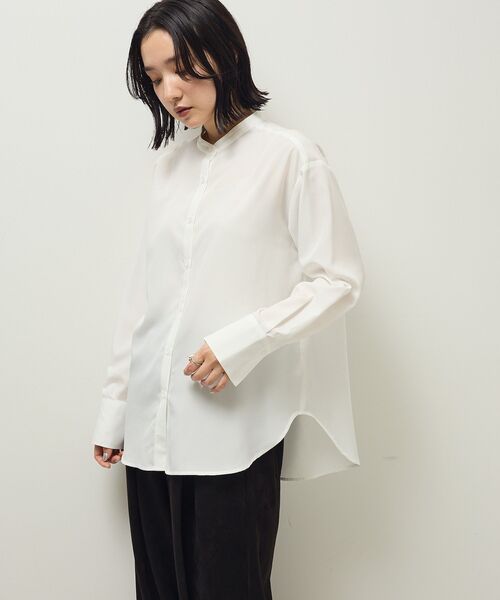 Green　Parks（グリーンパークス）の「ホワイトインナーバンドカラーシャツ（シャツ/ブラウス・レディース・オフホワイト/ストライプ・FREE）」の8枚目の写真