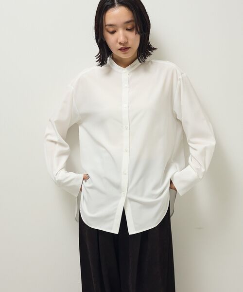 Green　Parks（グリーンパークス）の「ホワイトインナーバンドカラーシャツ（シャツ/ブラウス・レディース・オフホワイト/ストライプ・FREE）」の5枚目の写真