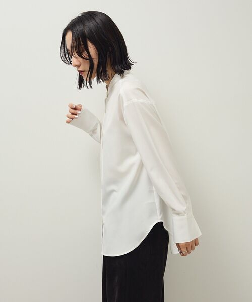 Green　Parks（グリーンパークス）の「ホワイトインナーバンドカラーシャツ（シャツ/ブラウス・レディース・オフホワイト/ストライプ・FREE）」の4枚目の写真