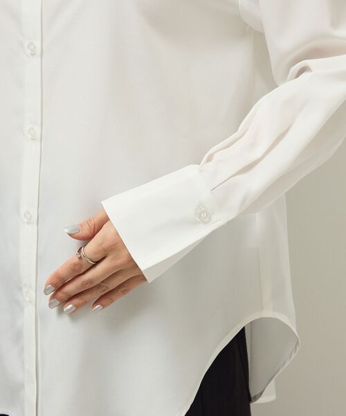 Green　Parks（グリーンパークス）の「ホワイトインナーバンドカラーシャツ（シャツ/ブラウス・レディース・オフホワイト/ストライプ・FREE）」の11枚目の写真