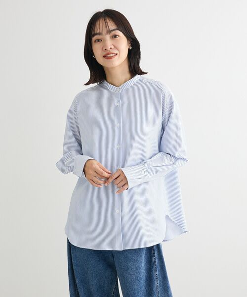 Green　Parks（グリーンパークス）の「ホワイトインナーバンドカラーシャツ（シャツ/ブラウス・レディース・オフホワイト/ストライプ・FREE）」の17枚目の写真