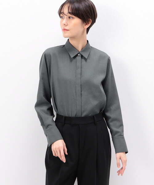 COMME CA(コムサ)の「〔 TALLサイズ 〕 ビエラ シャツ(シャツ/ブラウス・レディース・グレー/サックスブルー・13号/15号)」の1枚目の写真