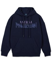 アーチロゴオーバーサイズワイドショルダーフードパーカー_ネイビー
