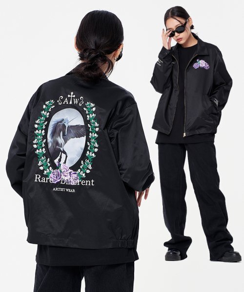 ARTISTWEAR（アーティストウェア）の「[ATW] ユニコーンフラワー刺繍オーバーサイズジャケット（その他アウター・レディース・ブラック・LARGE/X-LARGE）」の4枚目の写真