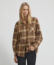 OVER-FIT TARTAN CHECK POCKET SHIRT_BROWN