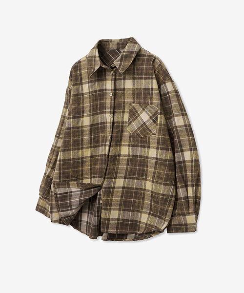 LADY VOLUME（レディーボリューム）の「OVER-FIT TARTAN CHECK POCKET SHIRT_BROWN（シャツ/ブラウス・レディース・その他・SMALL/MEDIUM）」の2枚目の写真