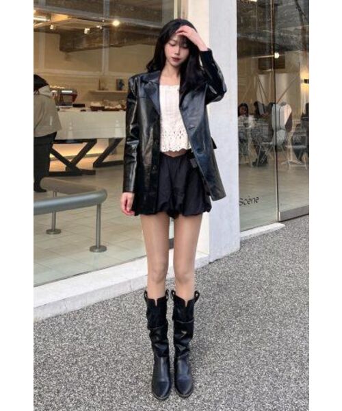 LADY VOLUME(レディーボリューム)の「LOOSE FIT THREE BUTTON LEATHER JACKET_BLACK(ライダースジャケット・レディース・その他・MEDIUM/SMALL)」の12枚目の写真