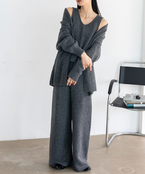 セール】ベスト付きニットセットアップ（3点セット）（セットアップ