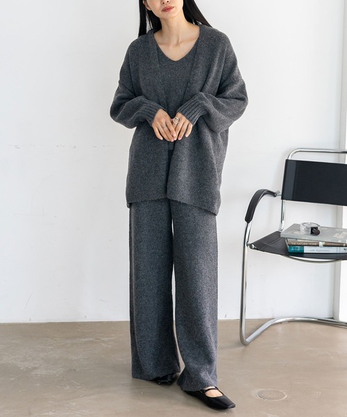 No Rule No Line(ノール-ルノーライン)の「ベスト付きニットセットアップ(3点セット)(セットアップ・レディース・ブラック/チャコールグレー/モカ・FREE)」の10枚目の写真