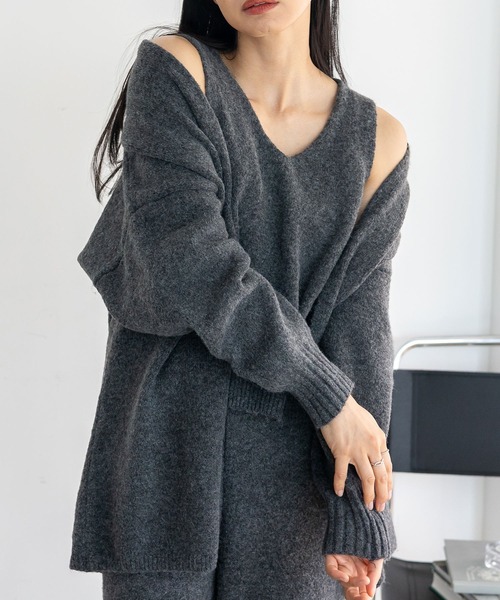 No Rule No Line(ノール-ルノーライン)の「ベスト付きニットセットアップ(3点セット)(セットアップ・レディース・ブラック/チャコールグレー/モカ・FREE)」の11枚目の写真