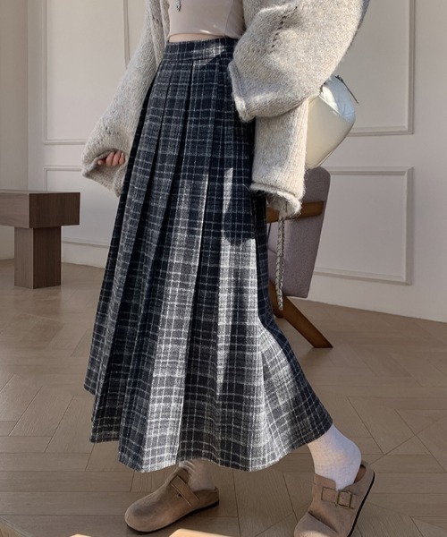 セール】タックプリーツチェック柄スカート（スカート）｜Diosfront