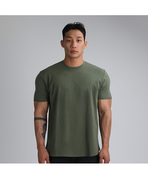 無地モーダルマッスルフィット半袖Tシャツ(カーキ)
