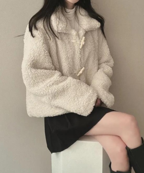 semplice(センプリチェ)の「ショートコート【韓国ファッション】(その他アウター・レディース・アイボリー/ブラウン・F)」の8枚目の写真