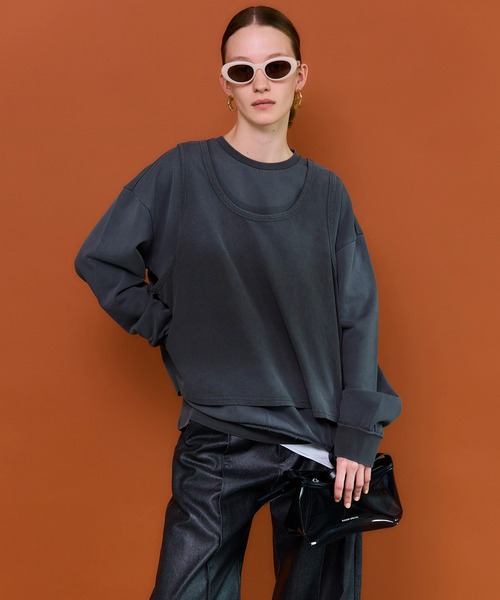 Layered Jersey Sweat Top/レイヤード天竺スウェットトップ