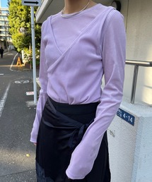 Ameri（アメリ）の「CROSS LAYERED FLOCKY TULLE TOP（Tシャツ/カットソー）」