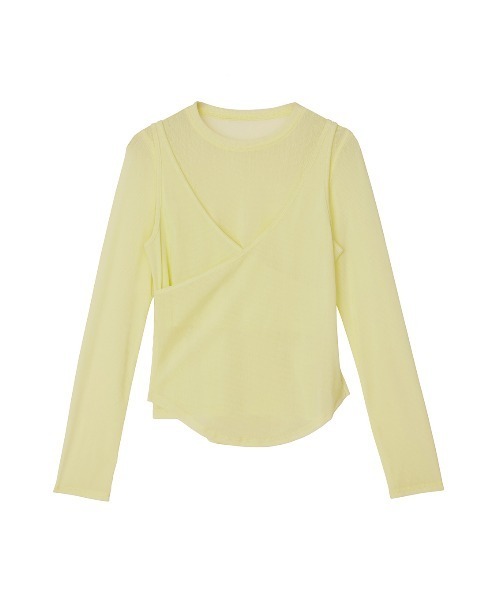 CROSS LAYERED FLOCKY TULLE TOP（Tシャツ/カットソー）｜Ameri