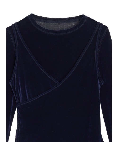 CROSS LAYERED FLOCKY TULLE TOP（Tシャツ/カットソー）｜Ameri