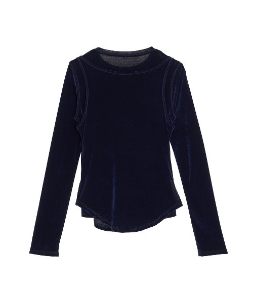 Ameri（アメリ）の「CROSS LAYERED FLOCKY TULLE TOP（Tシャツ/カットソー・レディース・レモンイエロー/パープル/ネイビー・FREE）」の22枚目の写真