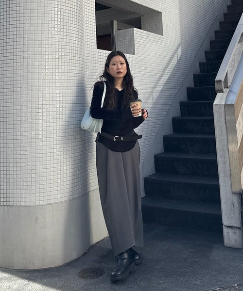 Ameri（アメリ）の「CROSS LAYERED FLOCKY TULLE TOP（Tシャツ/カットソー・レディース・レモンイエロー/パープル/ネイビー・FREE）」の7枚目の写真