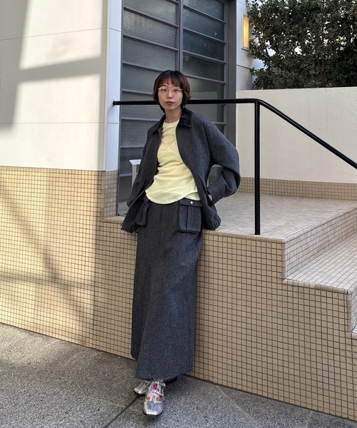 Ameri（アメリ）の「CROSS LAYERED FLOCKY TULLE TOP（Tシャツ/カットソー・レディース・レモンイエロー/パープル/ネイビー・FREE）」の15枚目の写真