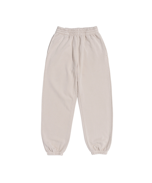 BECANVAS(ビキャンバス)の「BECANVAS PIGMENT DYDE OVERFIT JOGGER SEWATPANTS (SAND BEIGE)(スウェットパンツ・レディース・サンドベージュ・LARGE/MEDIUM/SMALL)」の1枚目の写真