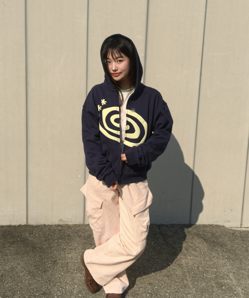 Molly Hoodie Zip Up NAVY（パーカー）｜AMOU（アモウ）のファッション