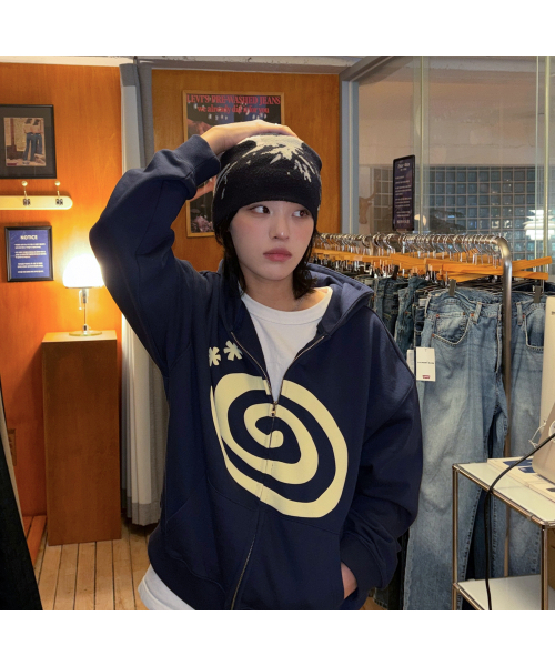 Molly Hoodie Zip Up NAVY（パーカー）｜AMOU（アモウ）のファッション