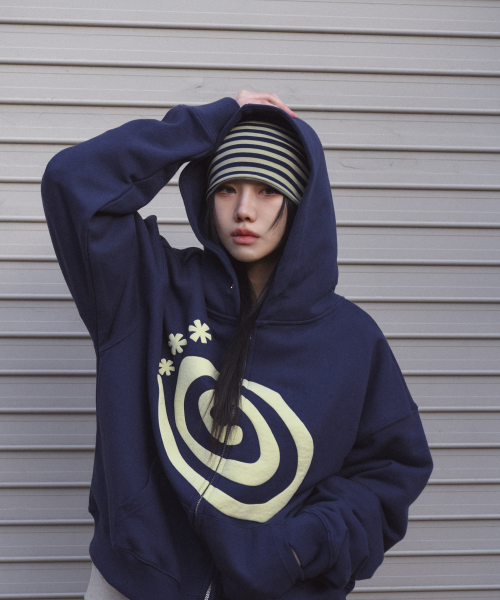 Molly Hoodie Zip Up NAVY（パーカー）｜AMOU（アモウ）のファッション