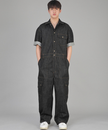 SAINTCREW（セントクルー）の「Classic EX Wide Short Sleeve Cargo Jumpsuit CXC-525 Black Denim（つなぎ/オールインワン・メンズ）」