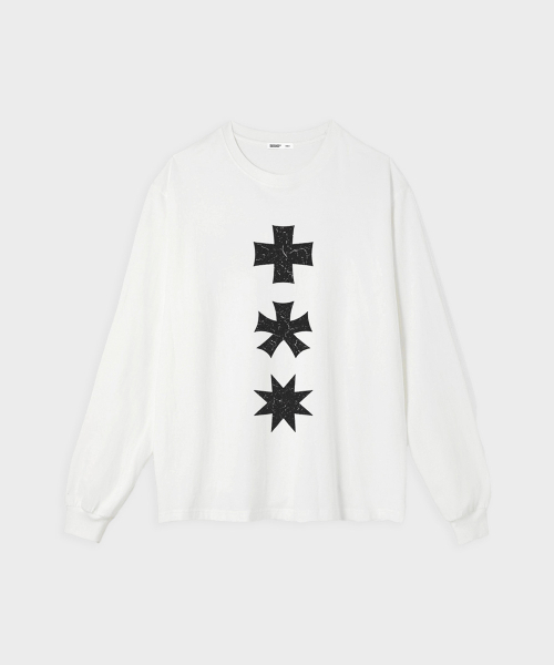 mydeepbluememories（マイディープブルーメモリーズ）の「THREE LOGO LONG SLEEVE T(WHITE)（Tシャツ/カットソー・レディース・ホワイト・FREE）」の3枚目の写真