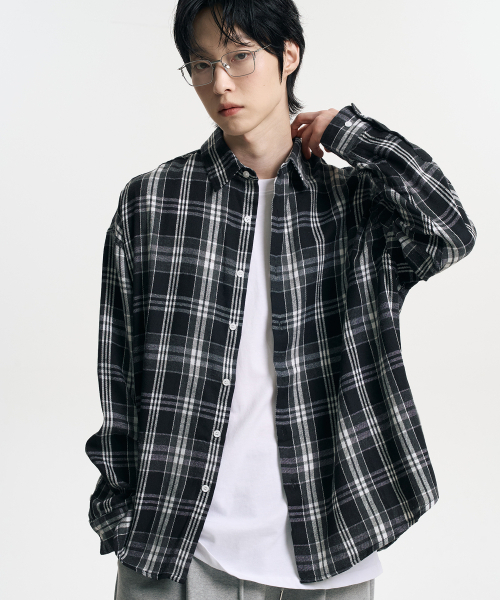 MOOVN(ムブン)の「オーバーサイズチェックシャツブラック(シャツ/ブラウス・メンズ・ブラック・SMALL/MEDIUM/LARGE)」の17枚目の写真