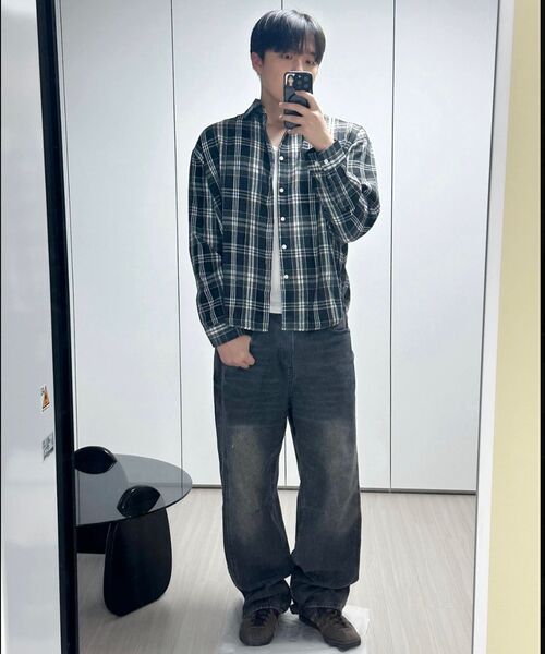 MOOVN(ムブン)の「オーバーサイズチェックシャツブラック(シャツ/ブラウス・メンズ・ブラック・SMALL/MEDIUM/LARGE)」の6枚目の写真