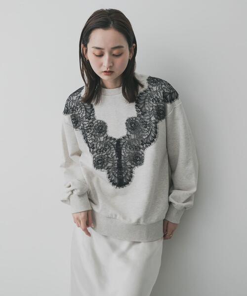 SENSE OF PLACE by URBAN RESEARCH（センスオブプレイスバイアーバンリサーチ）の「レースルーズスウェット（スウェット・レディース・チャコールグレー/グレー/オートミール・ONE）」の3枚目の写真