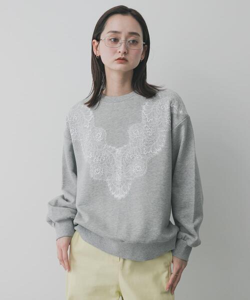 SENSE OF PLACE by URBAN RESEARCH（センスオブプレイスバイアーバンリサーチ）の「レースルーズスウェット（スウェット・レディース・チャコールグレー/グレー/オートミール・ONE）」の10枚目の写真