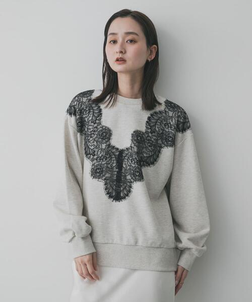 SENSE OF PLACE by URBAN RESEARCH（センスオブプレイスバイアーバンリサーチ）の「レースルーズスウェット（スウェット・レディース・チャコールグレー/グレー/オートミール・ONE）」の17枚目の写真