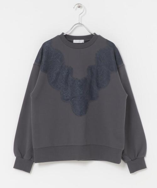 SENSE OF PLACE by URBAN RESEARCH（センスオブプレイスバイアーバンリサーチ）の「レースルーズスウェット（スウェット・レディース・チャコールグレー/グレー/オートミール・ONE）」の4枚目の写真