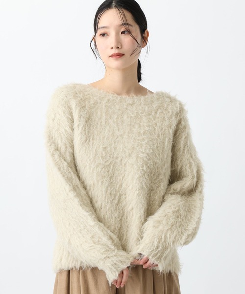 studio CLIP（スタディオクリップ）の「《natural by clip》3ゲージウール混起毛プルオーバー（ニット/セーター・レディース・チャコール/ピンク/ライトベージュ・FREE）」の2枚目の写真