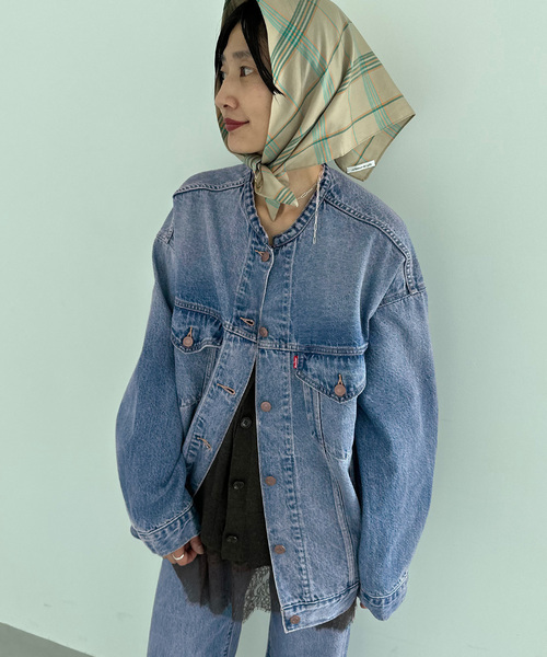 別注【LEVI'S】COLLARLESS XL TRUCKER：デニムジャケット（デニム