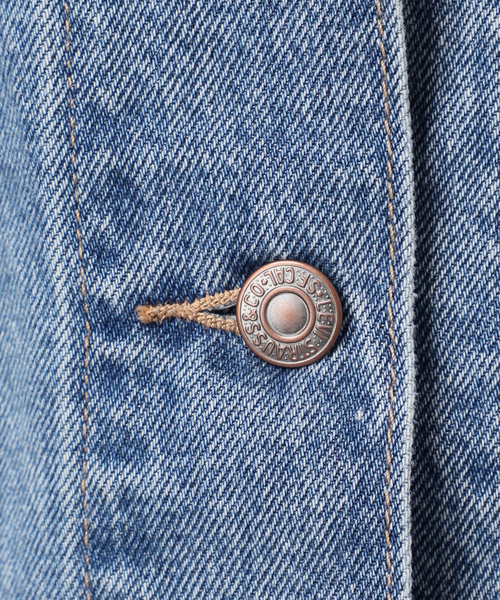 別注【LEVI'S】COLLARLESS XL TRUCKER：デニムジャケット（デニム