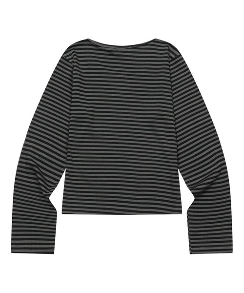 MUCENT（ムセント）の「MUCENT／ＵネックボーダーロングスリーブT（Tシャツ/カットソー・レディース・ベージュ/チャコール/ホワイト・FREE）」の9枚目の写真