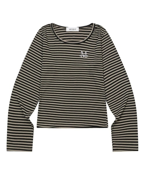 MUCENT（ムセント）の「MUCENT／ＵネックボーダーロングスリーブT（Tシャツ/カットソー・レディース・ベージュ/チャコール/ホワイト・FREE）」の12枚目の写真